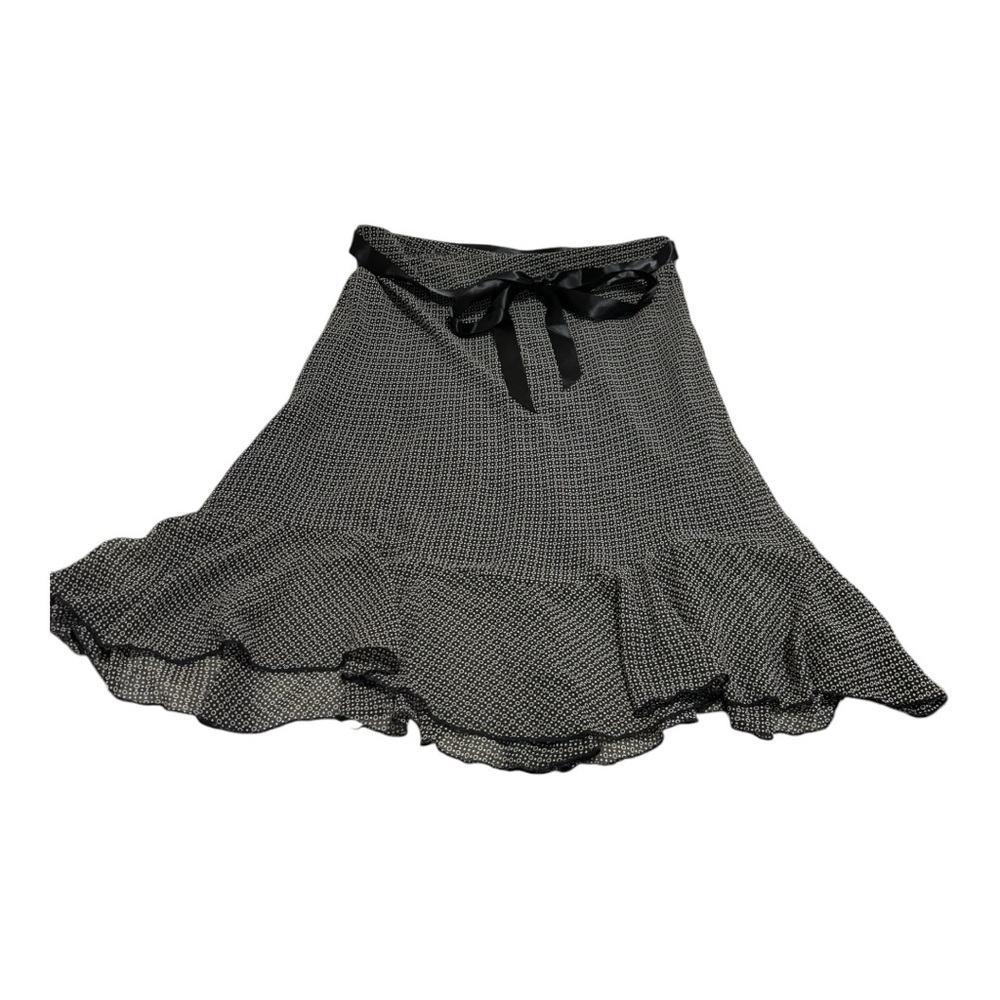 Geri C New York A-Line Flounce Midi Skirt Women's Size M Black/White
